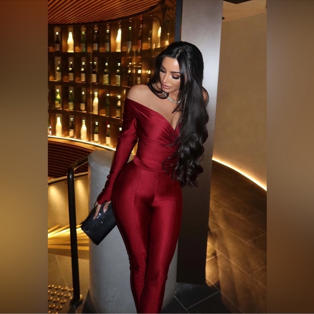 Elegant Red Off-Shoulder Jumpsuit